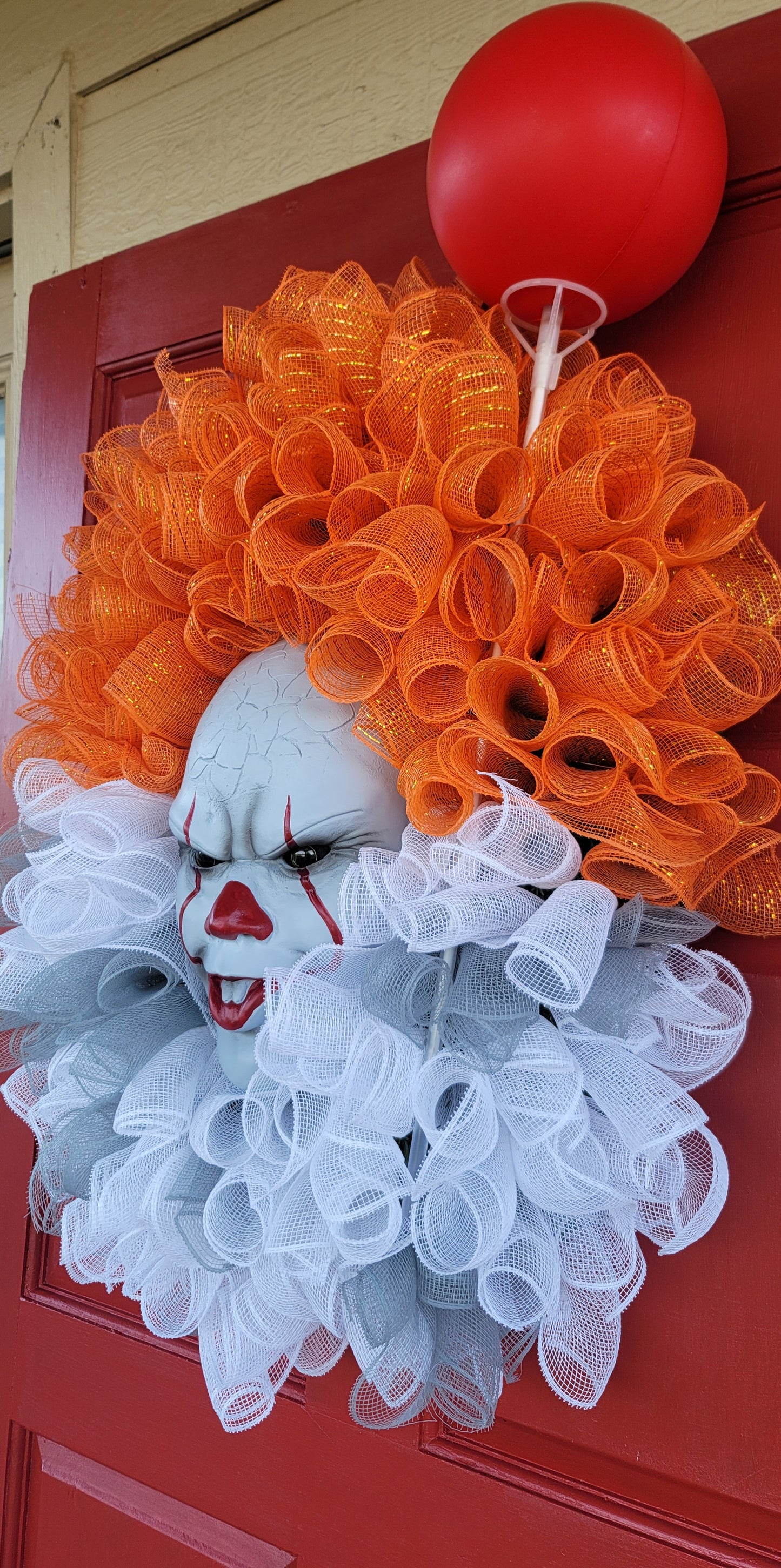 Detail view 2 of Coulrophobia Clown Halloween Wreath handmade décor