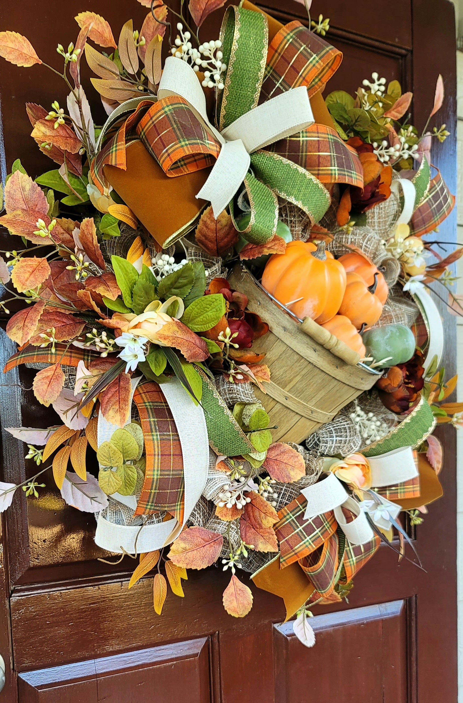 Rustic Fall Pumpkin Harvest Wreath | Handmade Décor – Wreaths by