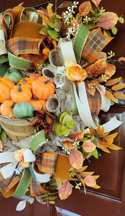 Rustic Fall Pumpkin Harvest Wreath