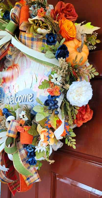 Fall Welcome Pumpkin Wreath