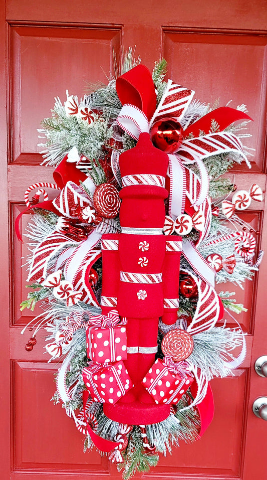 Handmade Red Nutcracker Christmas Wreath by Wreaths by Raquel