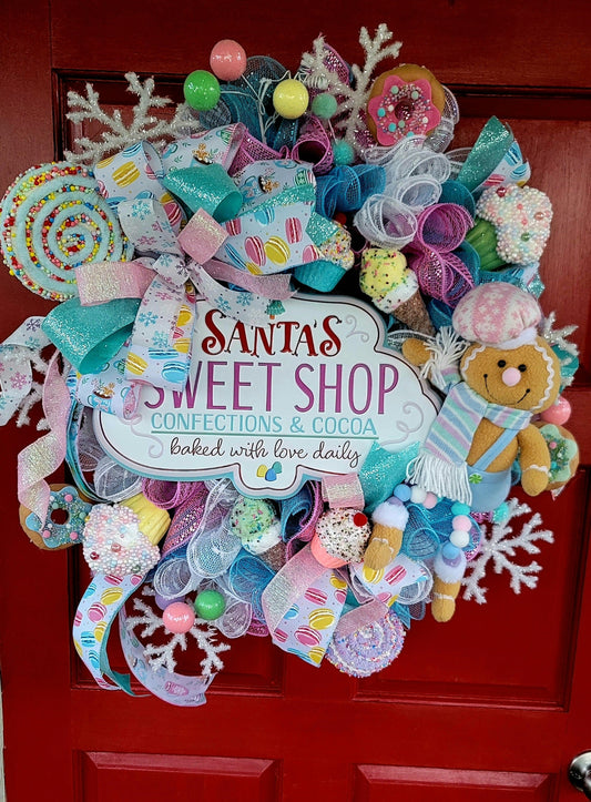 Handmade Santa’s Sweet Shop Christmas Wreath by Wreaths by Raquel