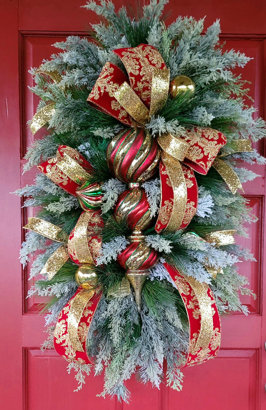 Handmade Christmas Light-Up Door Swag by Wreaths by Raquel
