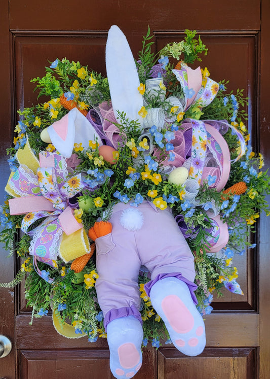 Handmade Easter Bunny Butt & Egg Front Door Wreath by Wreaths by Raquel