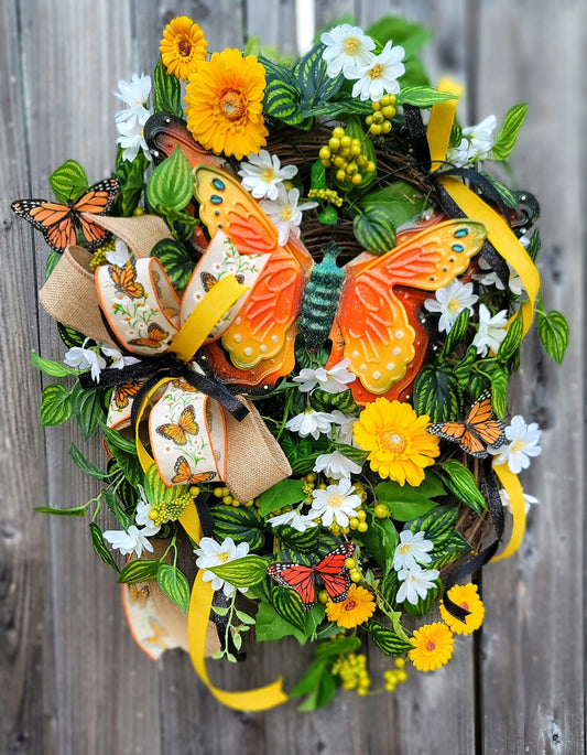 Handmade Monarch Butterfly Spring & Summer Wreath by Wreaths by Raquel
