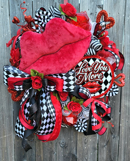 Valentine’s Day Wreath for Front Door – Handmade Love Heart Wreath – Romantic Home & Porch Décor