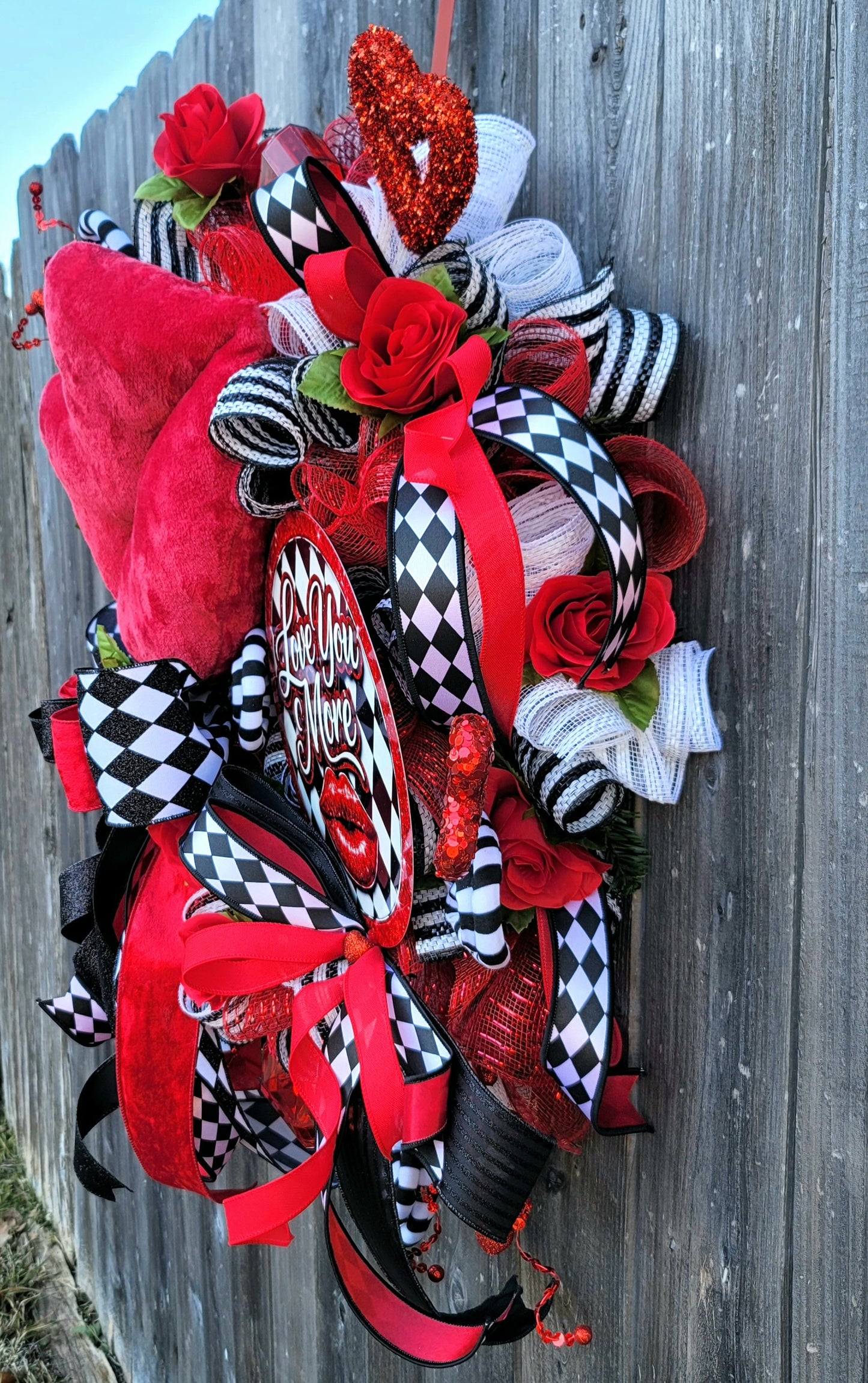 Valentine’s Day Wreath for Front Door – Handmade Love Heart Wreath – Romantic Home & Porch Décor