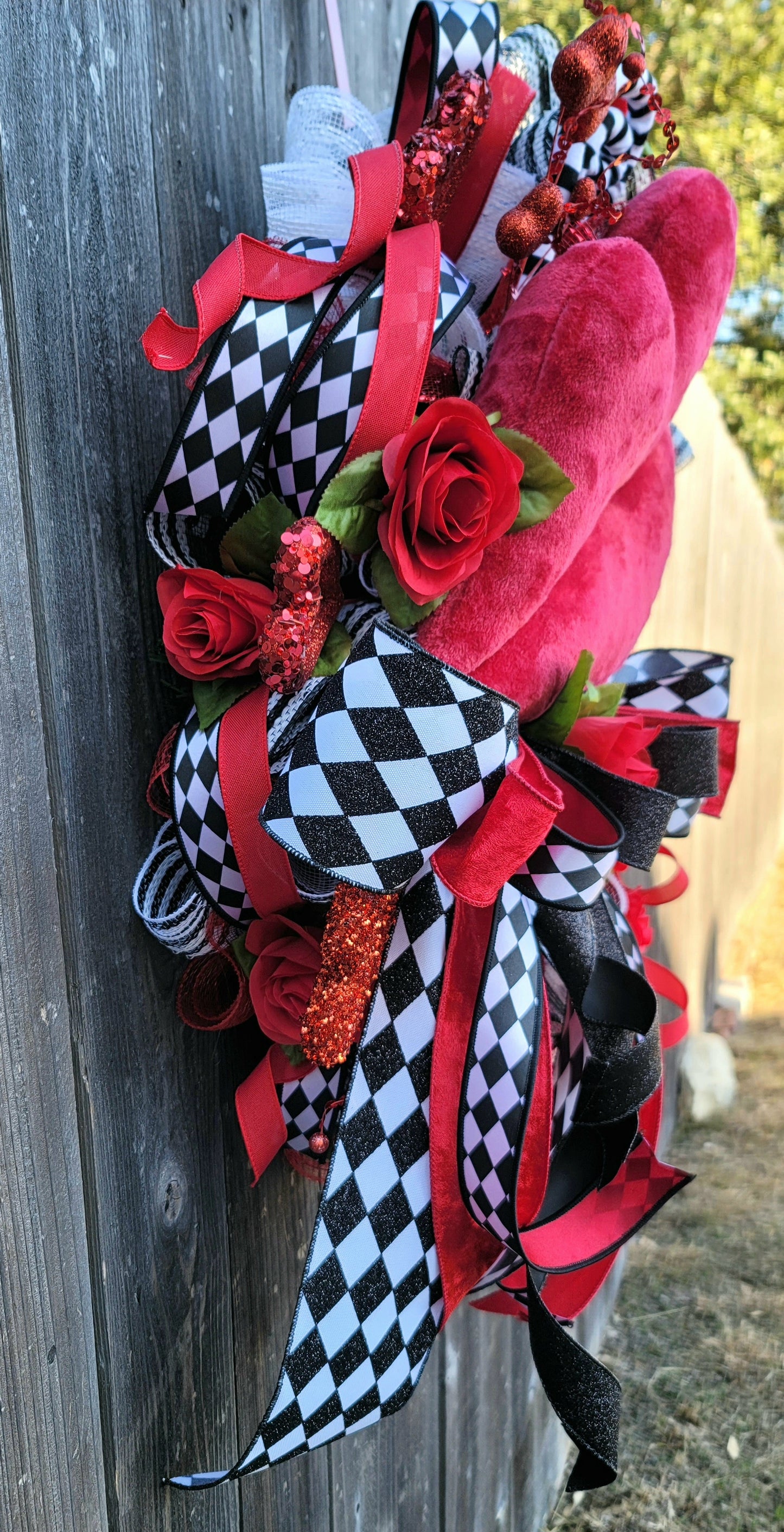Valentine’s Day Wreath for Front Door – Handmade Love Heart Wreath – Romantic Home & Porch Décor