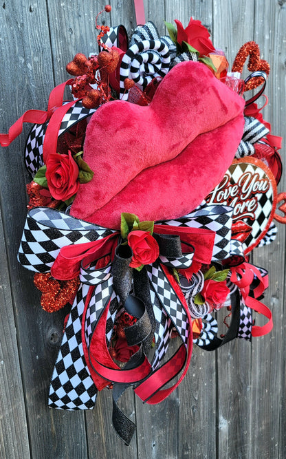 Valentine’s Day Wreath for Front Door – Handmade Love Heart Wreath – Romantic Home & Porch Décor