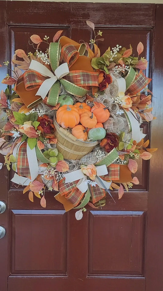 Rustic Fall Pumpkin Harvest Wreath