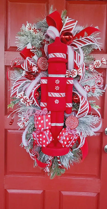 Red Nutcracker Christmas Wreath