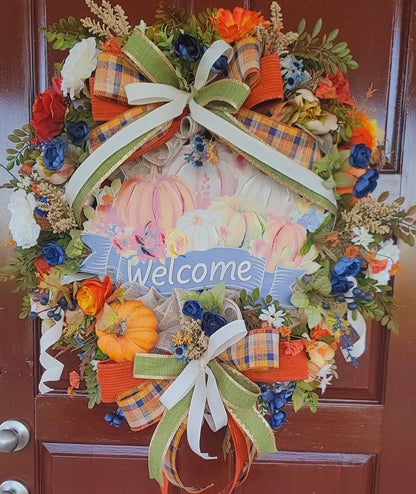 Fall Welcome Pumpkin Wreath