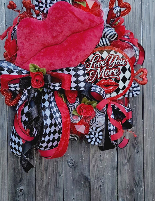 Valentine’s Day Wreath for Front Door – Handmade Love Heart Wreath – Romantic Home & Porch Décor